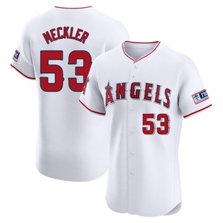Elite Wade Meckler Men's Los Angeles Angels Home Patch Jersey - White