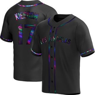 Replica Carter Kieboom Men's Los Angeles Angels Alternate Jersey - Black Holographic