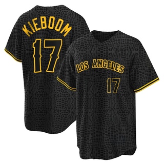 Replica Carter Kieboom Men's Los Angeles Angels Snake Skin City Jersey - Black