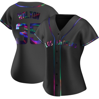 Replica Donovan Walton Women's Los Angeles Angels Alternate Jersey - Black Holographic