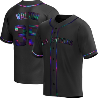 Replica Donovan Walton Youth Los Angeles Angels Alternate Jersey - Black Holographic