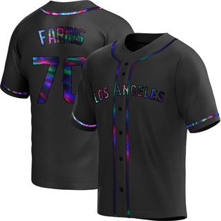 Replica Mitch Farris Youth Los Angeles Angels Alternate Jersey - Black Holographic