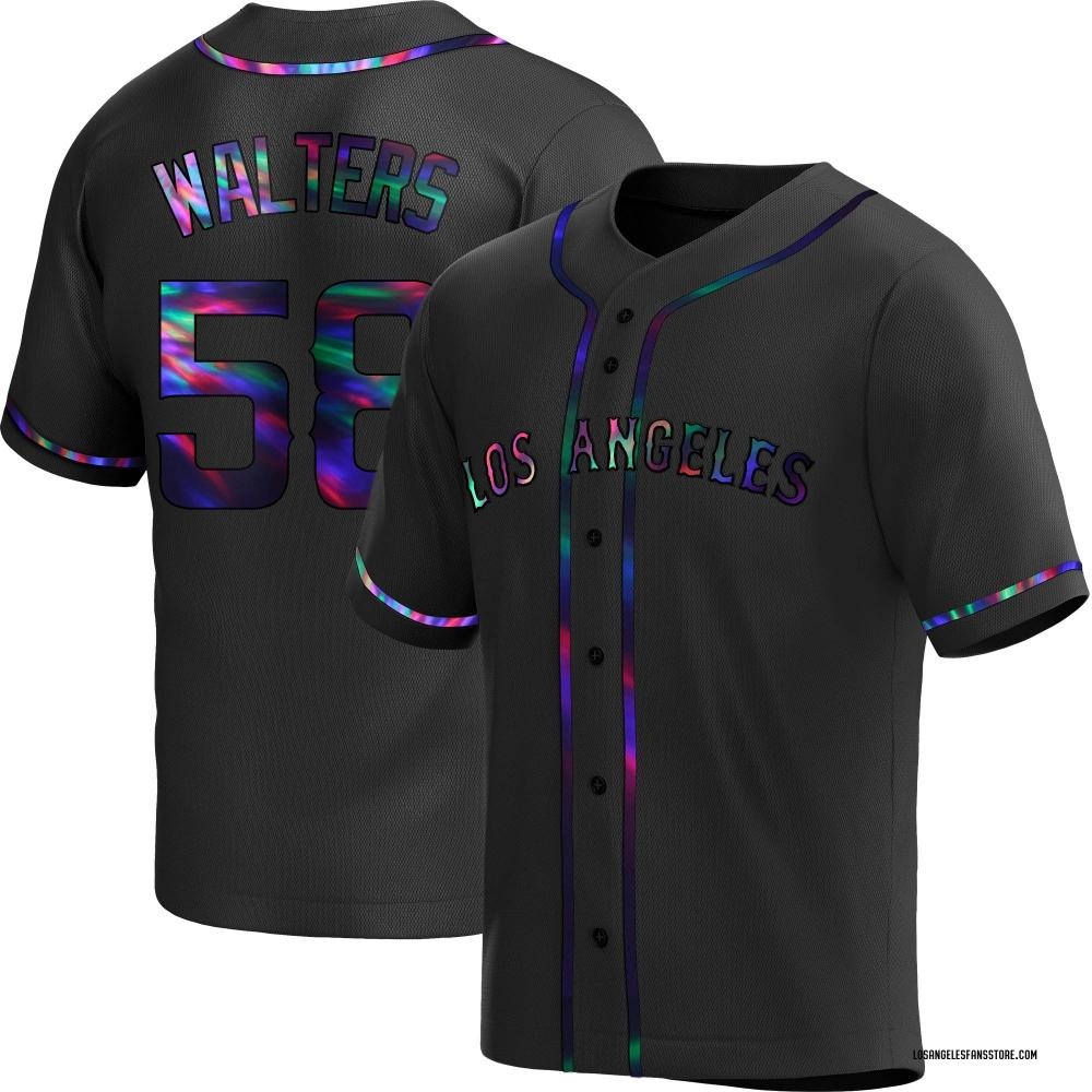 Replica Nash Walters Men's Los Angeles Angels Alternate Jersey Black
