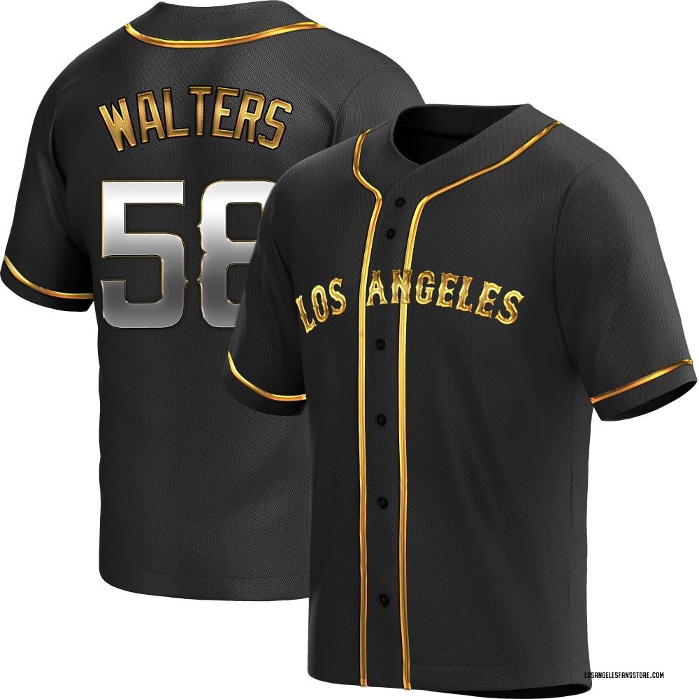 Replica Nash Walters Youth Los Angeles Angels Alternate Jersey Black