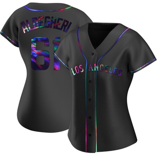 Replica Sam Aldegheri Women's Los Angeles Angels Alternate Jersey - Black Holographic