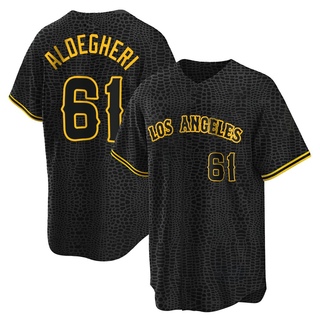 Replica Sam Aldegheri Youth Los Angeles Angels Snake Skin City Jersey - Black