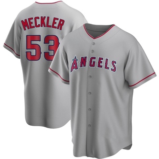Replica Wade Meckler Men's Los Angeles Angels Silver Road Jersey