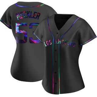 Replica Wade Meckler Women's Los Angeles Angels Alternate Jersey - Black Holographic